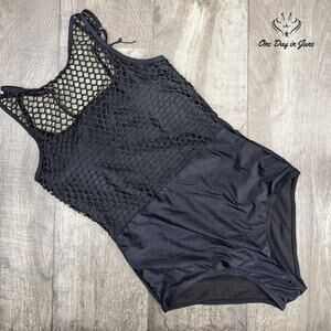 Amzbrly High Neck Fishnet One Piece Swimsuit Size M